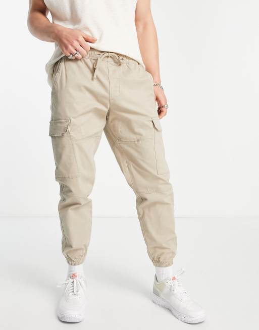 Women Casual High Waist Cargo Pants Ladies Loose Solid Trousers Side Pockets  Elastic Waist 