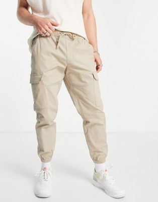 Pull&Bear relaxed fit cargo trousers in stone