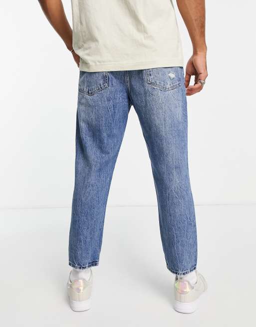 Pull&Bear relaxed fit jeans in mid blue, 2 of 4