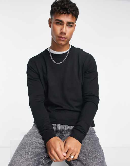 Pull&Bear relaxed fit jumper in black | ASOS