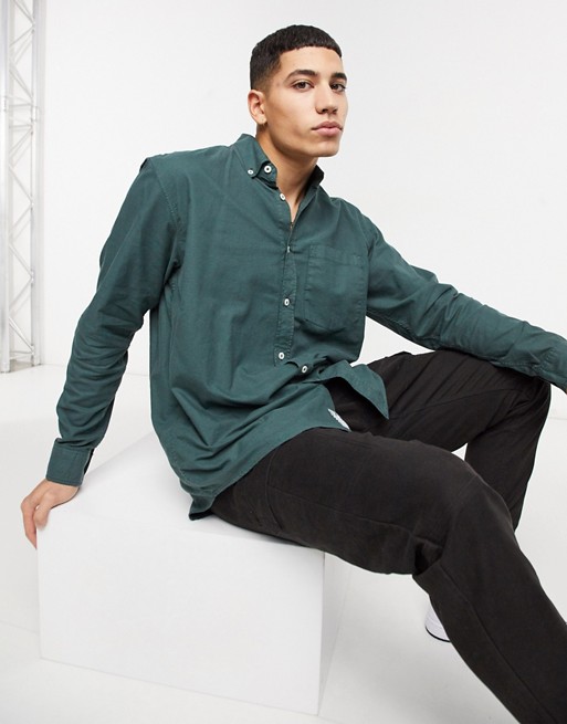 Pull&Bear relaxed fit oxford shirt in green