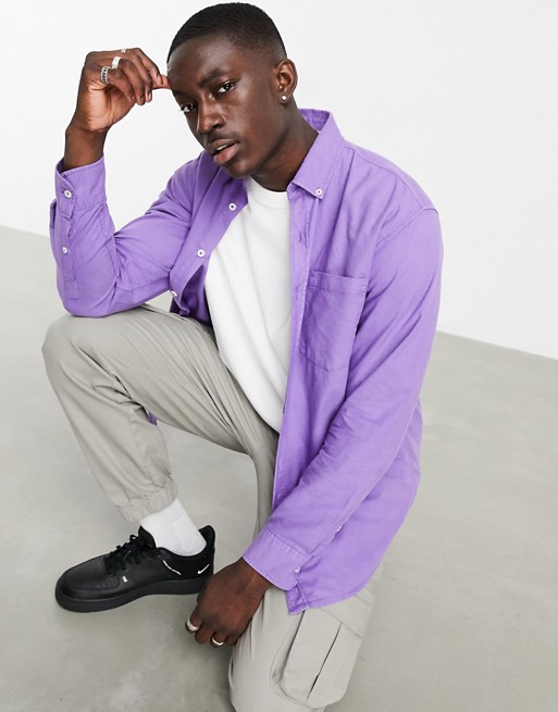 Pull&Bear relaxed fit oxford shirt in purple