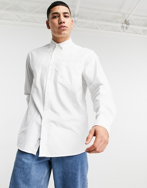Pull&Bear relaxed fit oxford shirt in white
