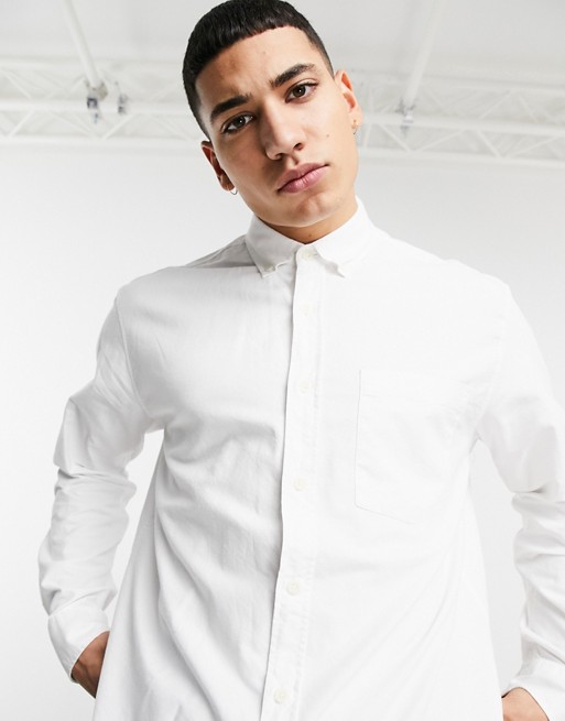 Pull&Bear relaxed fit oxford shirt in white