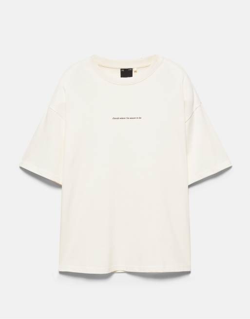 Pull&Bear Relaxed fit slogan t-shirt in sand, 7 of 7