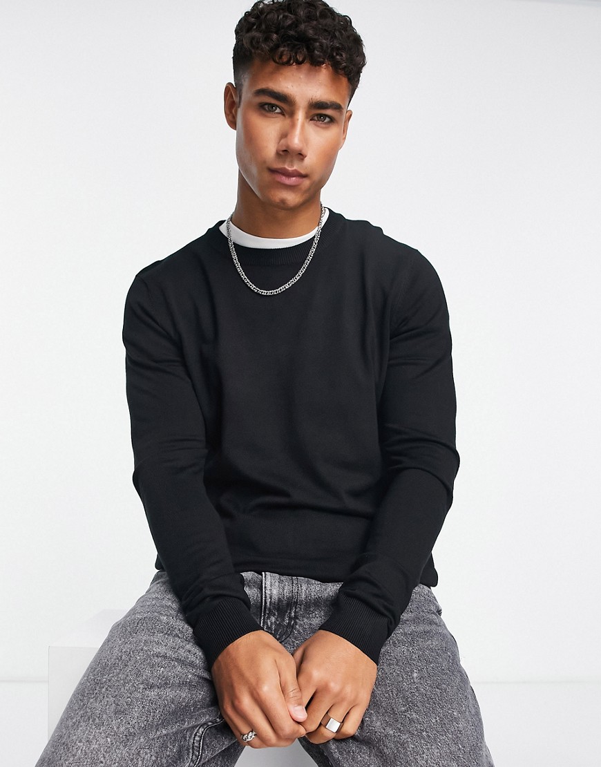 Pull & Bear Sweater With Waffle Knit In Black