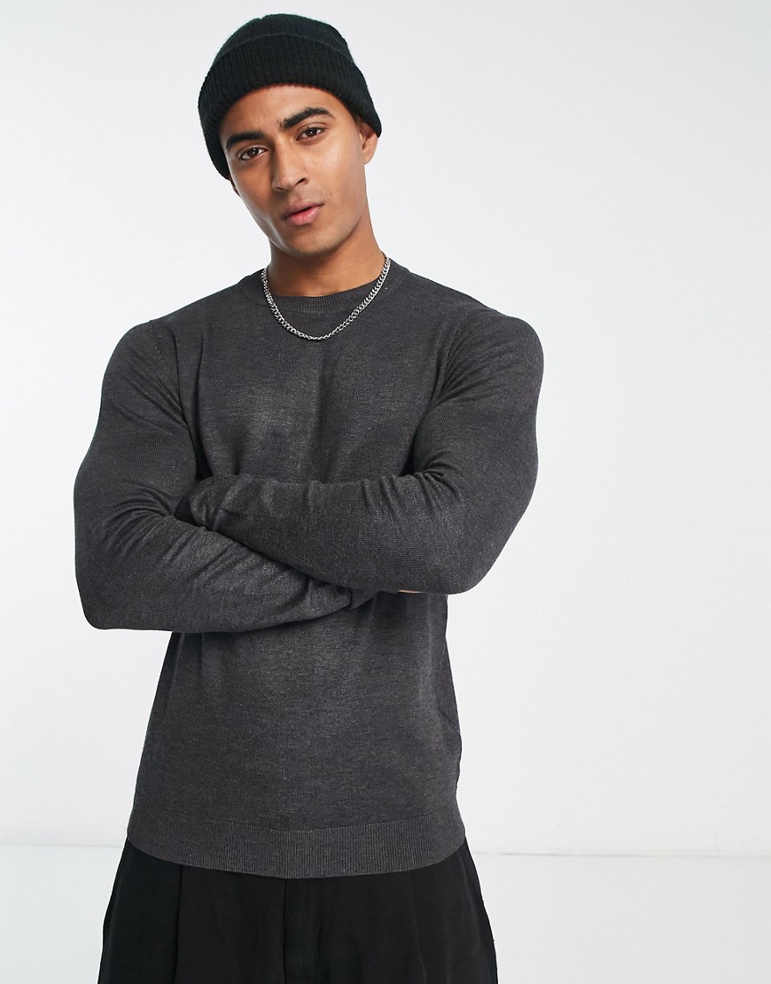 Pull & Bear relaxed fit sweater in gray-Brown