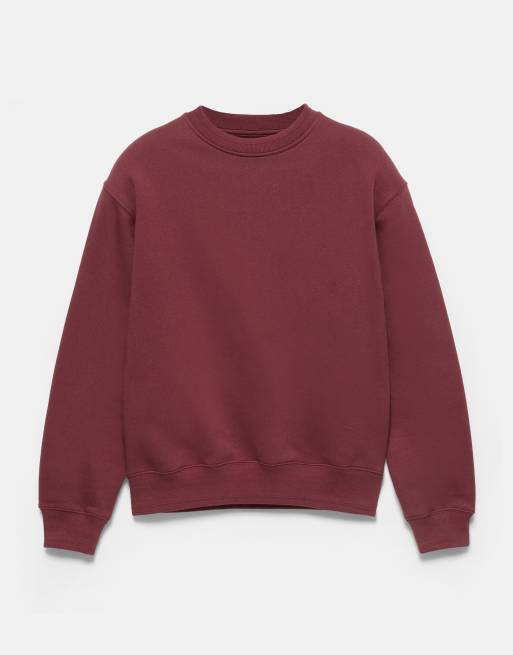 Pull&Bear relaxed-fit sweatshirt in bordeauxrood, 5 van 7