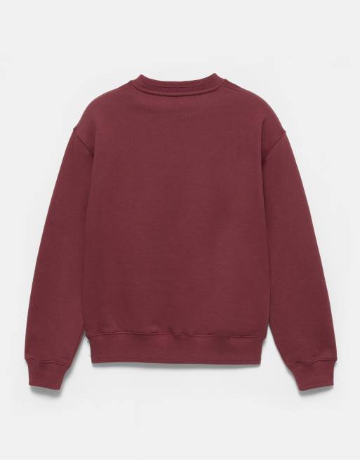 Pull&Bear relaxed-fit sweatshirt in bordeauxrood, 7 van 7