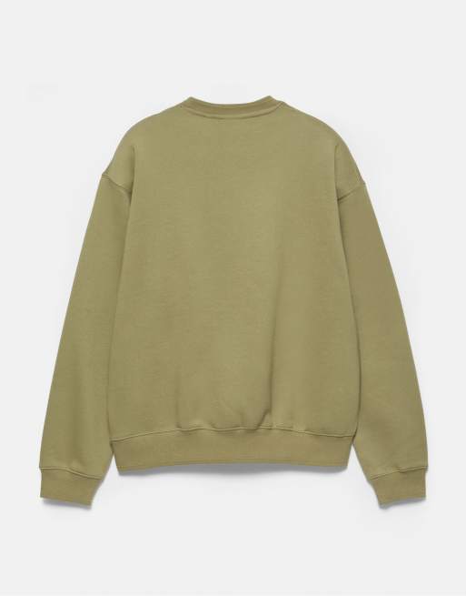 Pull&Bear Relaxed fit sweatshirt in olive, 7 of 7