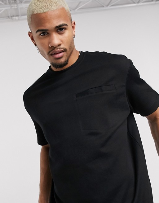 Pull&Bear relaxed fit t-shirt with chest pocket in black