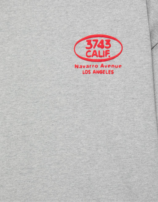 Pull&Bear Relaxed fit t-shirt with raised graphic in grey marl, 6 of 7