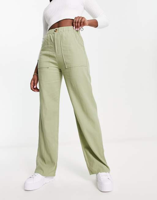 Linen Drawstring Trousers - Olive — The Anthology