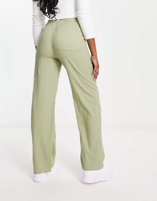 Green linen hot sale trousers womens