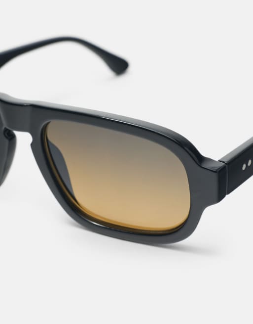 Pull&Bear Resin-Aviator-Sonnenbrille in Schwarz, 5 von 7