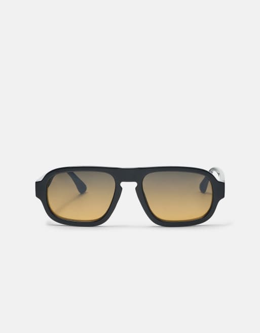 Pull&Bear Resin aviator sunglasses in black, 3 of 7