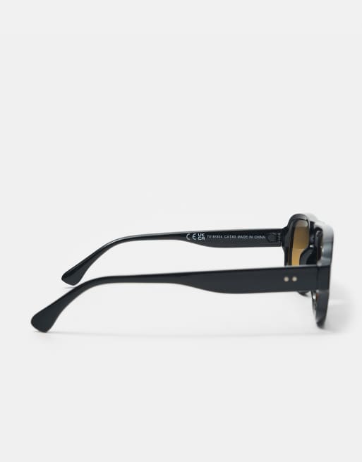 Pull&Bear Resin aviator sunglasses in black, 7 of 7