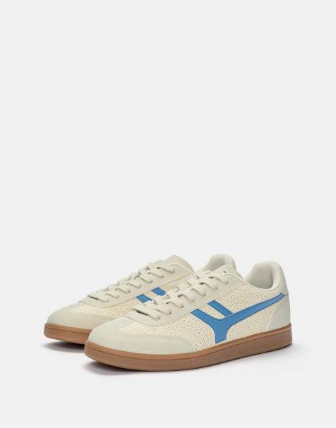 Pull&Bear Retro fabric trainers in ecru - view 1