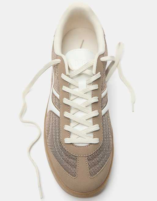 Pull&Bear - Retro sneakers met textuur in bruin, 3 van 4