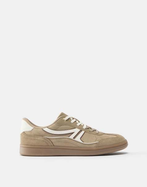 Pull&Bear - Retro sneakers met veters in zandkleur - view 1