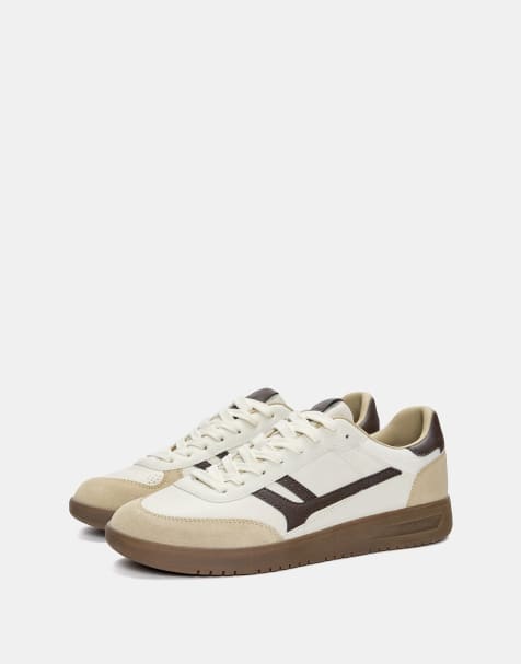 Pull&Bear retro trainers in ecru - view 1