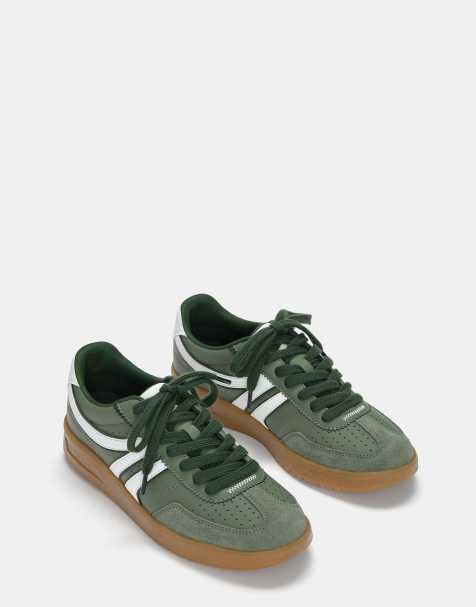 Pull&Bear Retro trainers in green - view 1