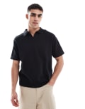 [Pull & Bear] Pull & Bear revere neck polo in black XS BLACK