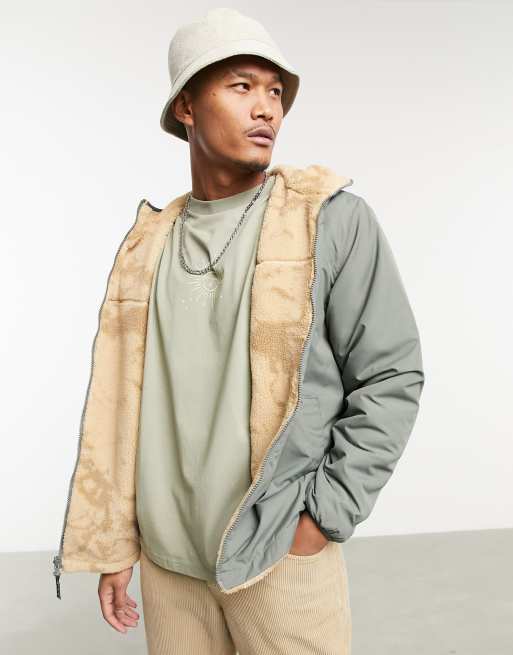 Pull&Bear reversible teddy jacket in green