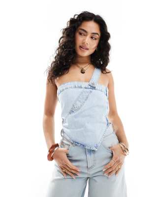 Pull & Bear - Reworked - Jeans-Oberteil in Hellblau