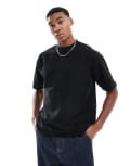 [Pull & Bear] Pull & Bear ribbed boxy t-shirt in black L BLACK