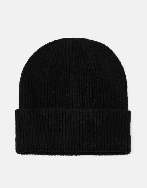Pull&Bear Ribbed knit beanie in black with wool, 3 of 3
