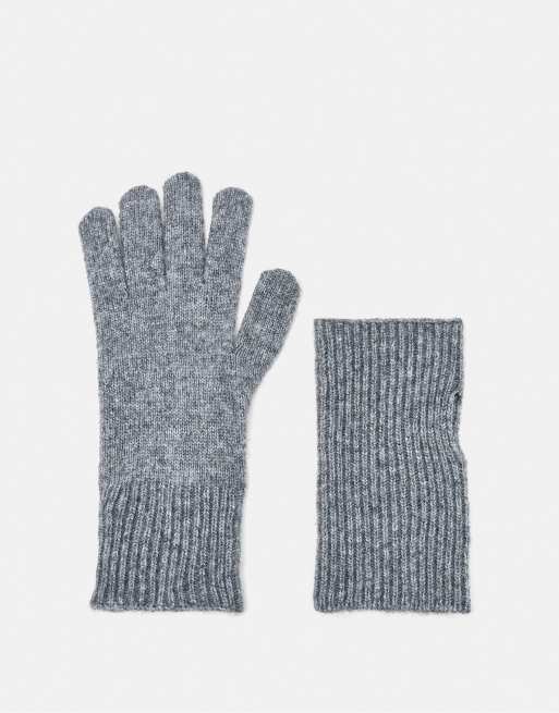 Pull&Bear Ribbed knit mittens in grey, 3 of 4
