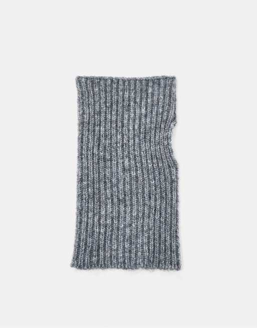 Pull&Bear Ribbed knit mittens in grey, 4 of 4