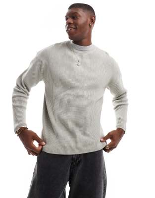 Pull & Bear Ribbed Knitted Sweater In Light Blue