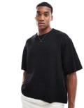 [Pull & Bear] Pull & Bear ribbed knitted t-shirt in black S BLACK