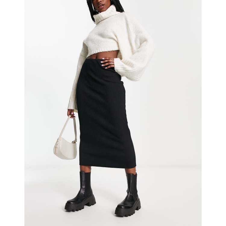 Pull&bear ribbed cord a 2025 line skirt in black