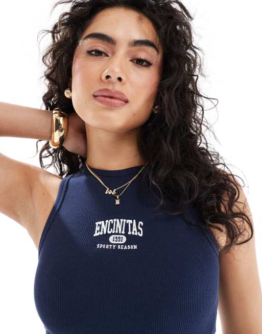 Pull&Bear - Ribstrikket og marineblå racertop, 3 af 4