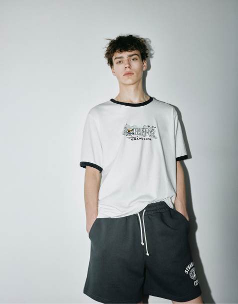 Pull&Bear ribstrikket T-shirt i beige - view 1