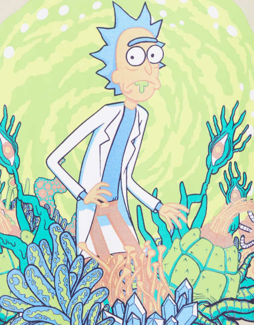 Pull&Bear Rick and Morty t-shirt in beige ASOS