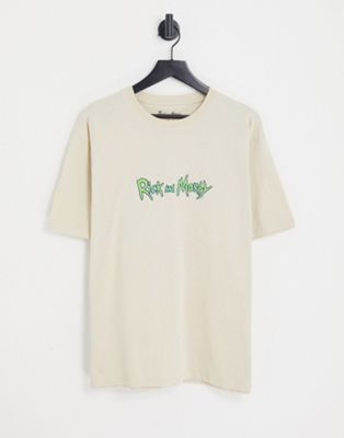 Pull&Bear rick and morty t-shirt in beige