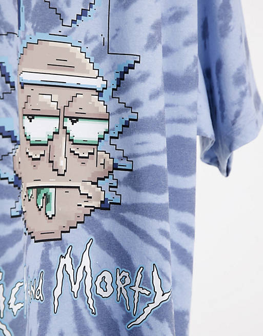 Inspiration Svane skandaløse Pull&Bear Rick and Morty T-shirt in light blue tie dye | ASOS