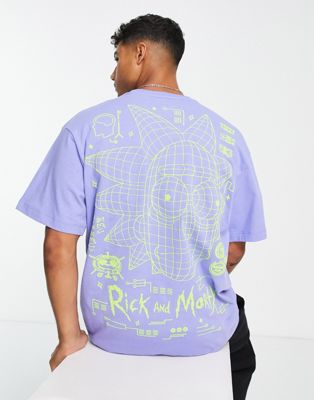 Pull&Bear Rick & Morty schematic print t-shirt in purple