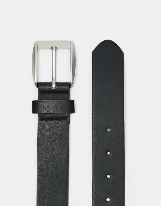 Pull&Bear riem met afgeschuinde gesp in zwart, 2 van 3