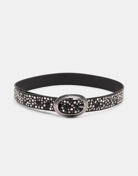 Pull&Bear - Riem met leereffect en studs in zwart - view 1