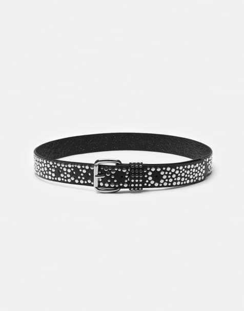 Pull&Bear - Riem met leereffect en studs in zwart - view 1