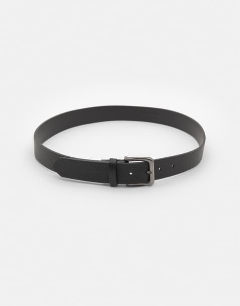 Pull&Bear - Riem met leereffect en textuur in zwart - view 1