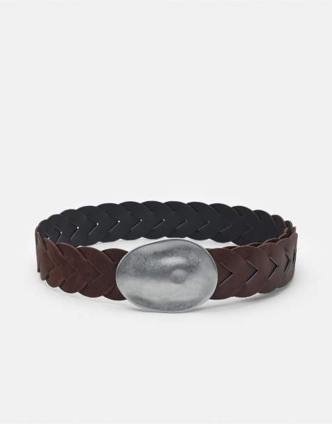 Pull&Bear - Riem met onregelmatige ovale gesp in bruin - view 1