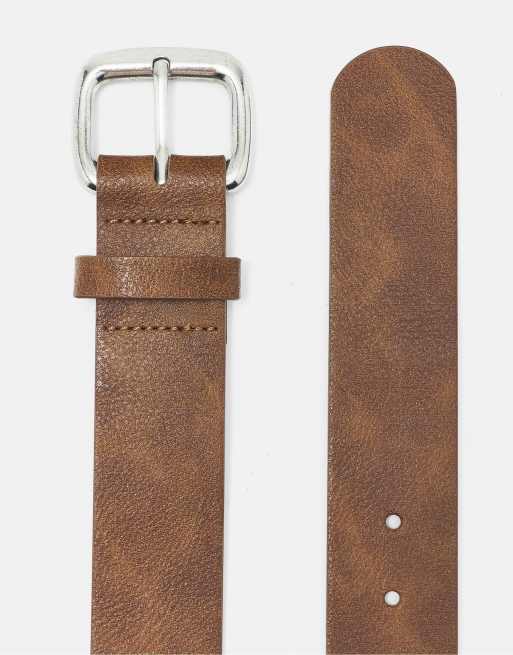 Pull&Bear riem met vierkante gesp in bruin, 6 van 6