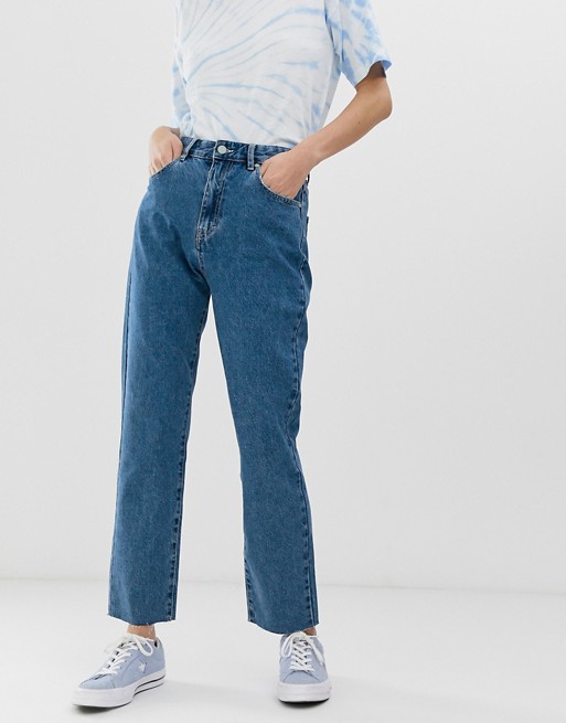 Pull&Bear rigid mom jeans in dark blue
