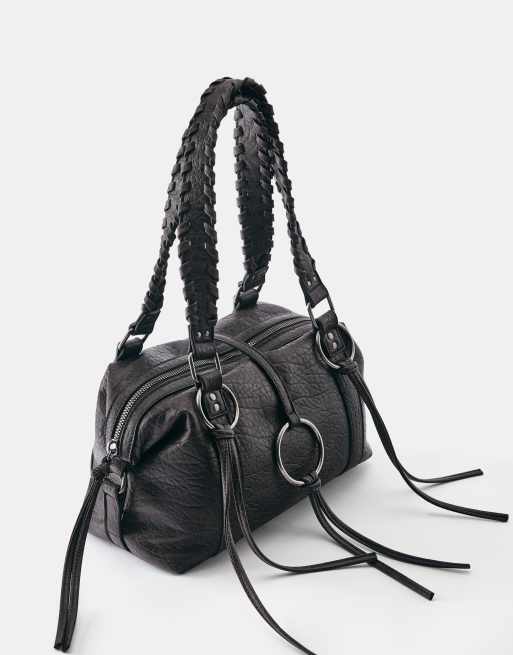 Pull&Bear Ring detail shoulder bag in brown, 2 of 4